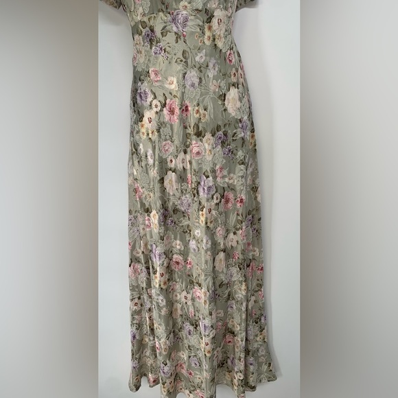 Vintage Benson & Smith Satin Floral Cottage Maxi Dress 13 - Picture 4 of 5